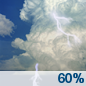 Saturday: Showers and thunderstorms likely, mainly after 1pm.  Partly sunny, with a high near 86. Calm wind becoming southeast around 5 mph in the morning.  Chance of precipitation is 60%.